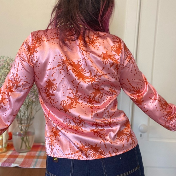 Silky Patterned Button Up Blouse - Picture 2 of 4